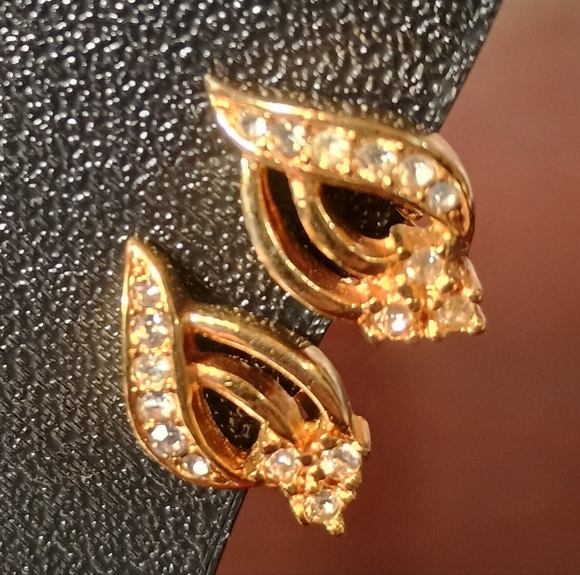 Dior Vintage Signed Gold-tone Crystal Clip-on Earrings